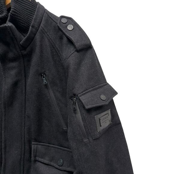 Guess‎ Wool Blend Military Jacket Utility Black Men’s Size Medium - Picture 2 of 10